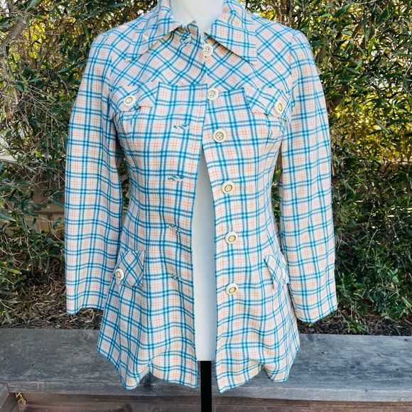 Vintage Jackets & Blazers - Vintage Plaid Polyester Jacket